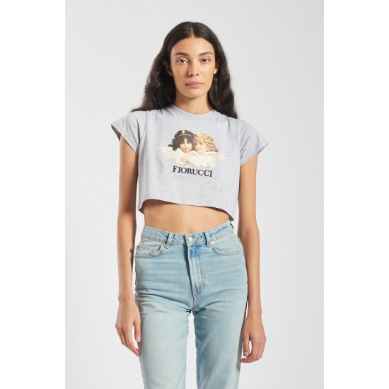 Fiorucci New Products For Sale Angels Crop T-Shirt Light Grey