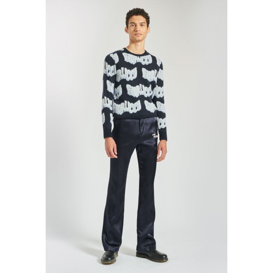 Fiorucci New Products For Sale Wavy Logo Knit Jumper Navy
