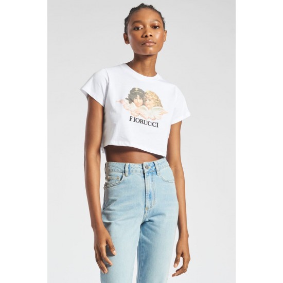 Fiorucci New Products For Sale Angels Crop T-Shirt White