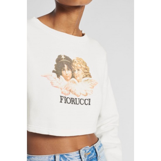 Fiorucci New Products For Sale Angels Crop Sweatshirt White