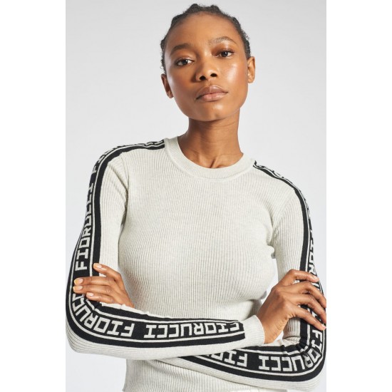 Fiorucci New Products For Sale Rib Logo Tape Knit Sweater Grey