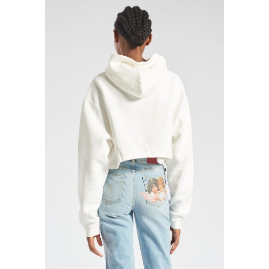 Fiorucci New Products For Sale Angels Crop Hoodie White