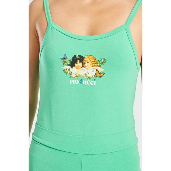 Fiorucci New Products For Sale Woodland Angels Bodysuit Green