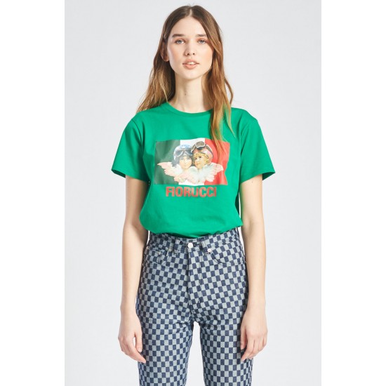Fiorucci New Products For Sale Speed Queen Angels T-Shirt Green