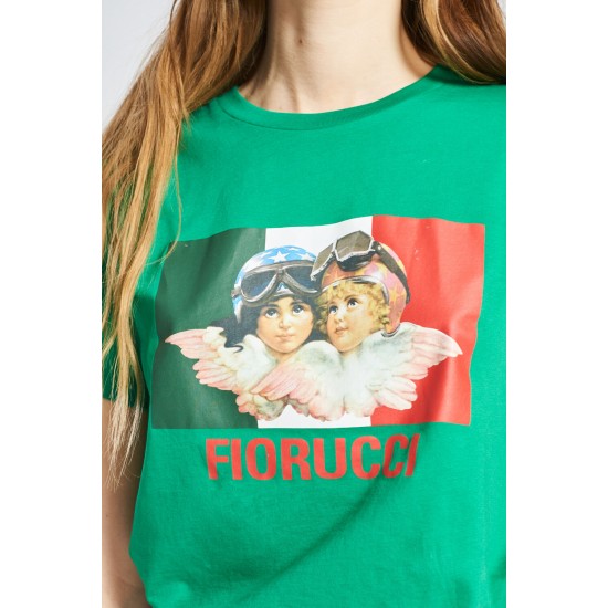 Fiorucci New Products For Sale Speed Queen Angels T-Shirt Green