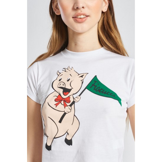 Fiorucci New Products For Sale Pancetta Crop T-Shirt White