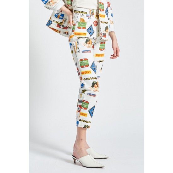 Fiorucci New Products For Sale Racing Print Tara Jeans White