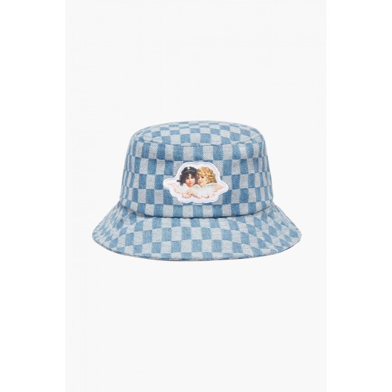 Fiorucci New Products For Sale Check Bucket Hat Pale Blue
