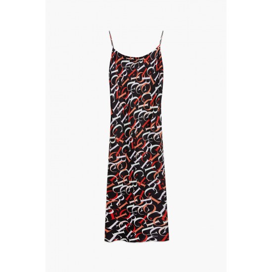 Fiorucci New Products For Sale All Over Logo Slip Dress Red