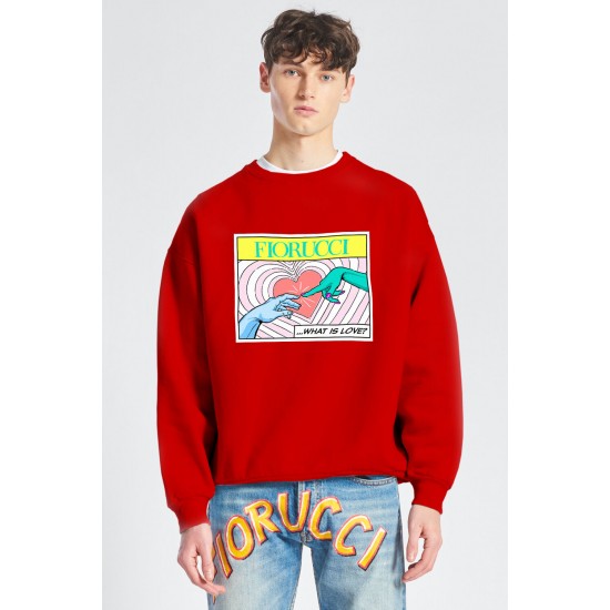Fiorucci New Products For Sale Unisex What Is Love Print Sweatshirt Red
