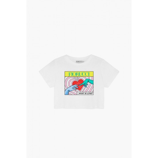 Fiorucci New Products For Sale What Is Love Print Crop T-Shirt White