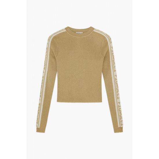 Fiorucci New Products For Sale Rib Logo Knit Sweater Gold