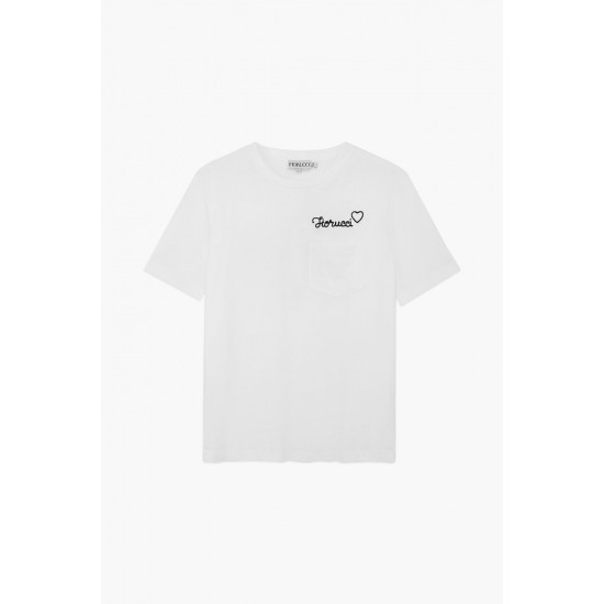 Fiorucci New Products For Sale Embroidered Black Logo T-Shirt White