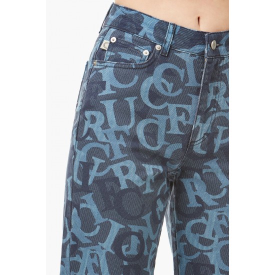 Fiorucci New Products For Sale All Over Jacquard Tara Tapered Jeans Blue