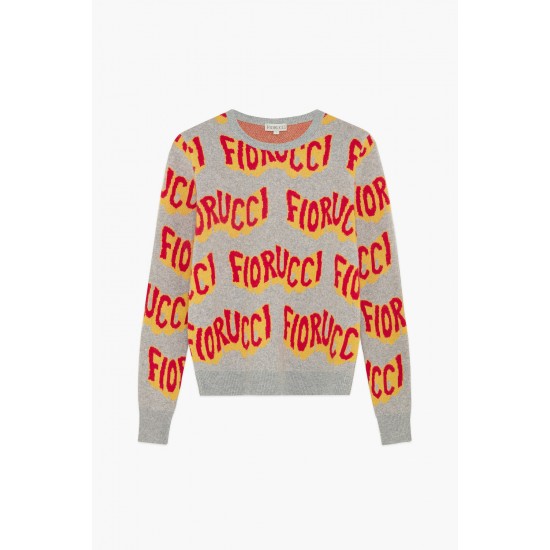 Fiorucci New Products For Sale Wavy Logo Knit Jumper Grey