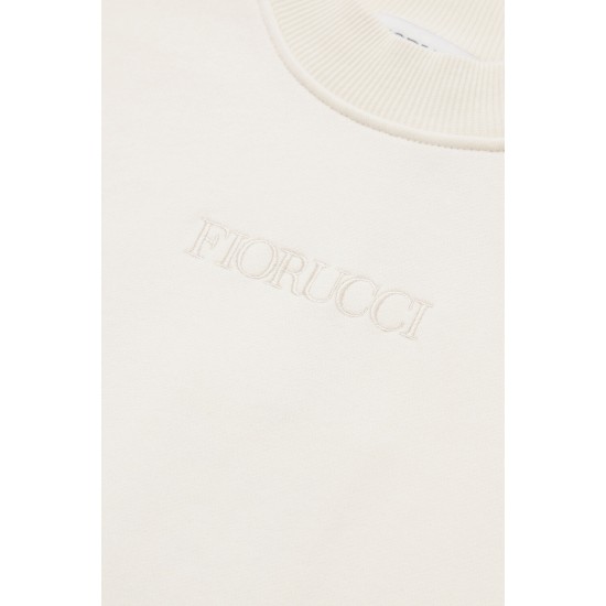 Fiorucci New Products For Sale Embroidered Logo Crop Sweatshirt Off White