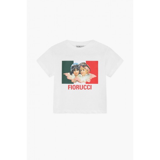 Fiorucci New Products For Sale Speed Queen Angels Crop T-Shirt White