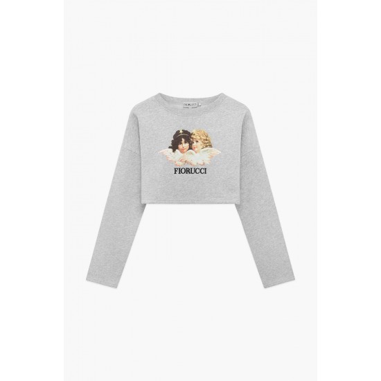 Fiorucci New Products For Sale Angels Crop Sweatshirt Light Grey