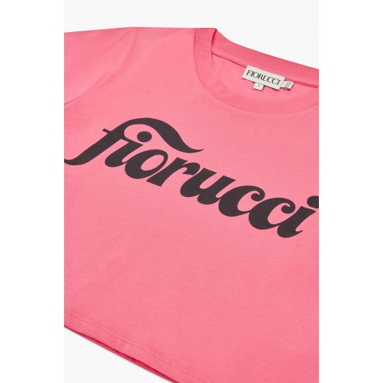 Fiorucci New Products For Sale Swirly Logo Crop T-Shirt Pink