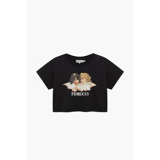 Fiorucci New Products For Sale Angels Crop T-Shirt Black