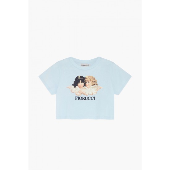 Fiorucci New Products For Sale Angels Crop T-Shirt Pale Blue