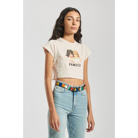 Fiorucci New Products For Sale Angels Crop T-Shirt Pale Pink